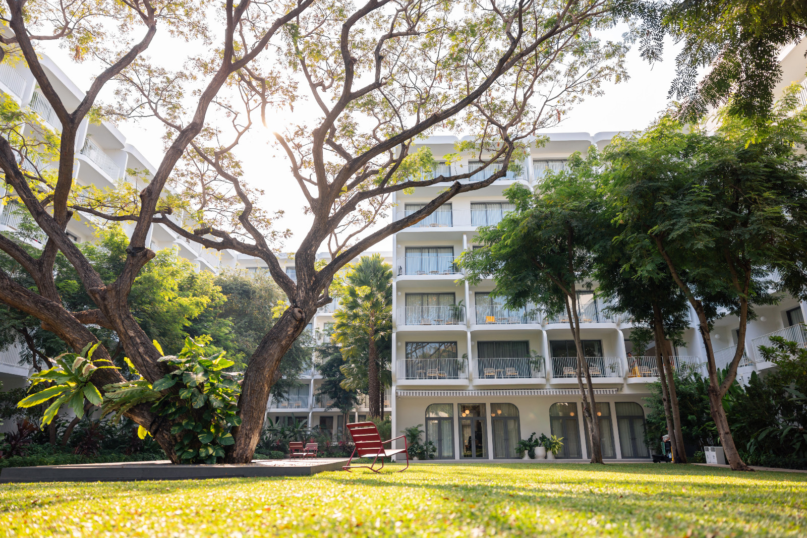 พื้นที่แลนด์สเคปของ The Standard Hua Hin ออกแบบโดย Shma (ภาพ: Worapon Teerawatvijit)