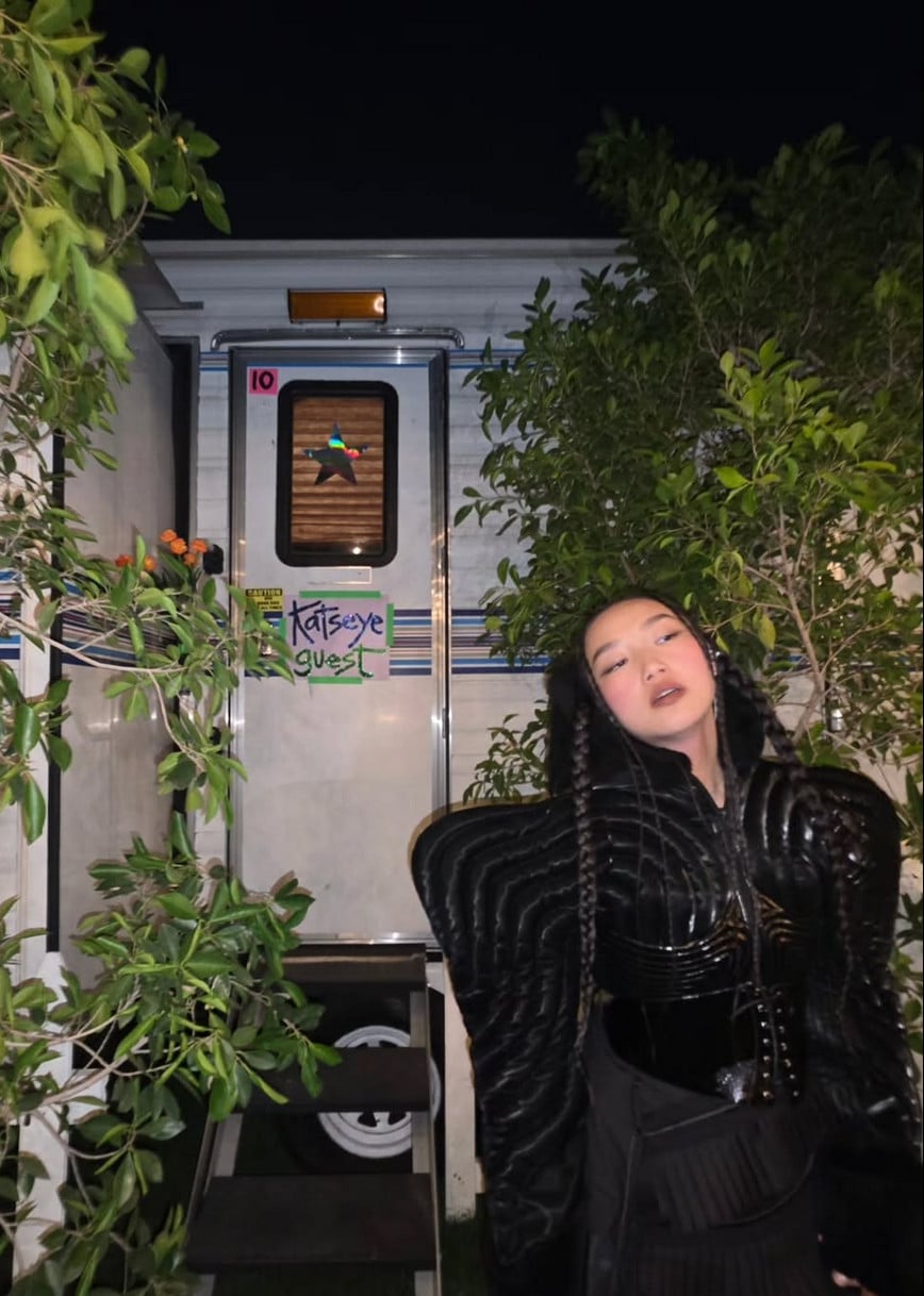 Audrey Nuna wore a structured black jacket at Coachella (Photo: @audreynuna/Instagram)