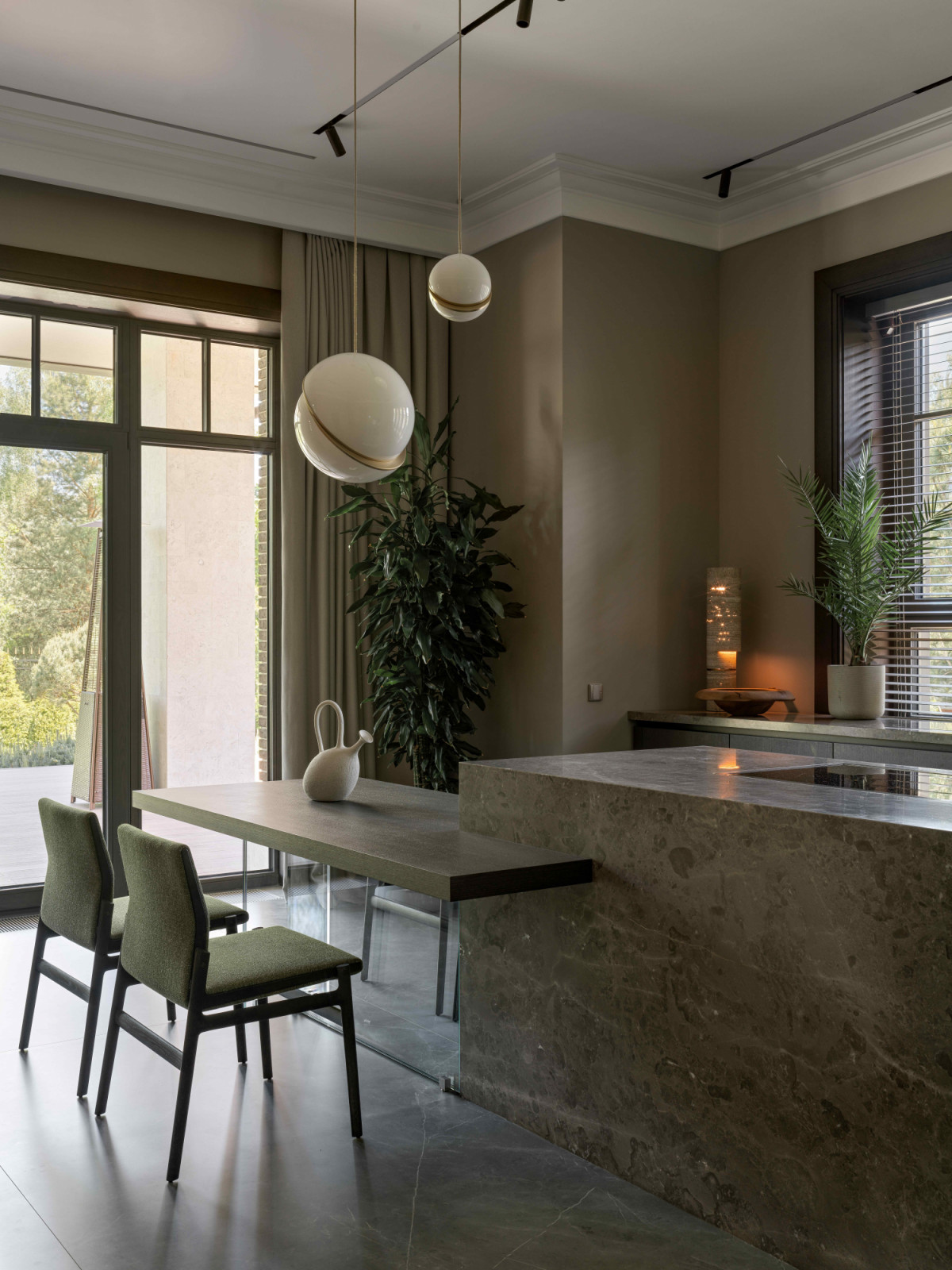 Porcelain stoneware by Cerim anchors the kitchen space