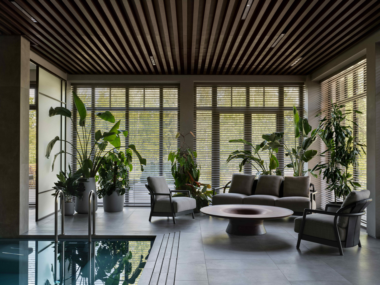 A comprehensive spa suite reinforces the home’s emphasis on wellbeing