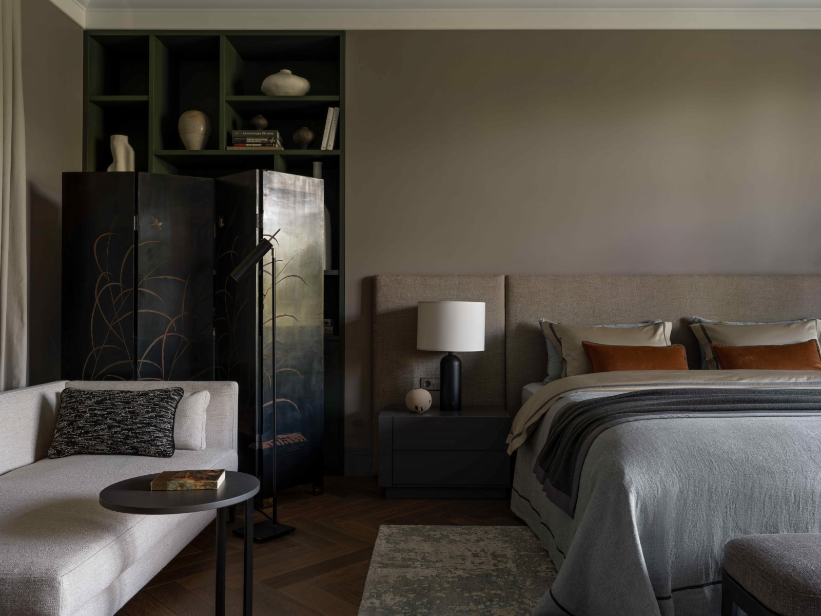 The second-floor plan branches into two distinct wings, one of them reserved for the master suite