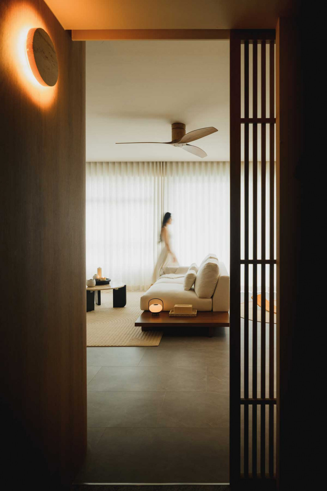 Non-blackout Lucent curtains filters and softens daylight as it streams in