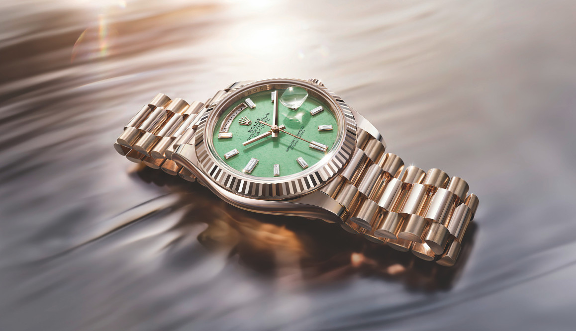 The new Rolex Jubilee Gold bracelet on the Oyster Perpetual Day-Date 40 (Photo: courtesy of Rolex)