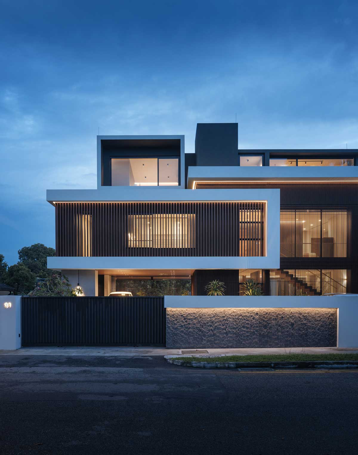 The facade of The Stacked House