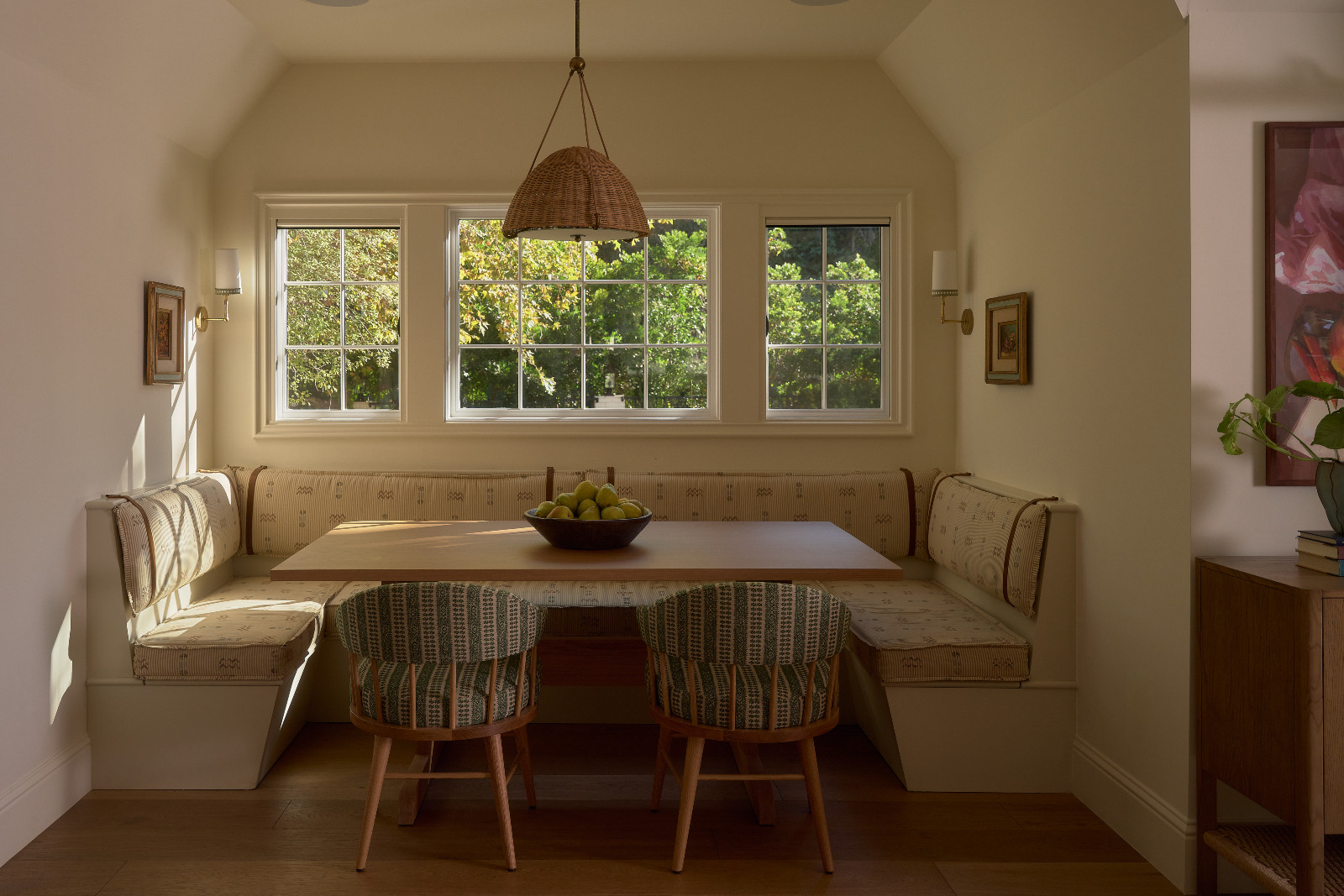 The breakfast nook in a Los Angeles, California home designed by Gianpiero Gaglione Interior Design