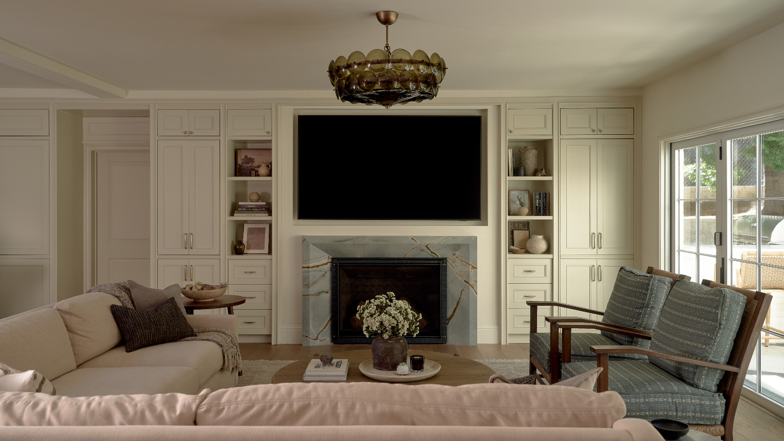 The living room in a Los Angeles, California home designed by Gianpiero Gaglione Interior Design