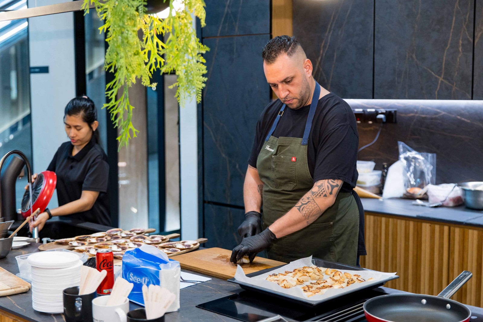 A skillful chef preparing canapes before the event