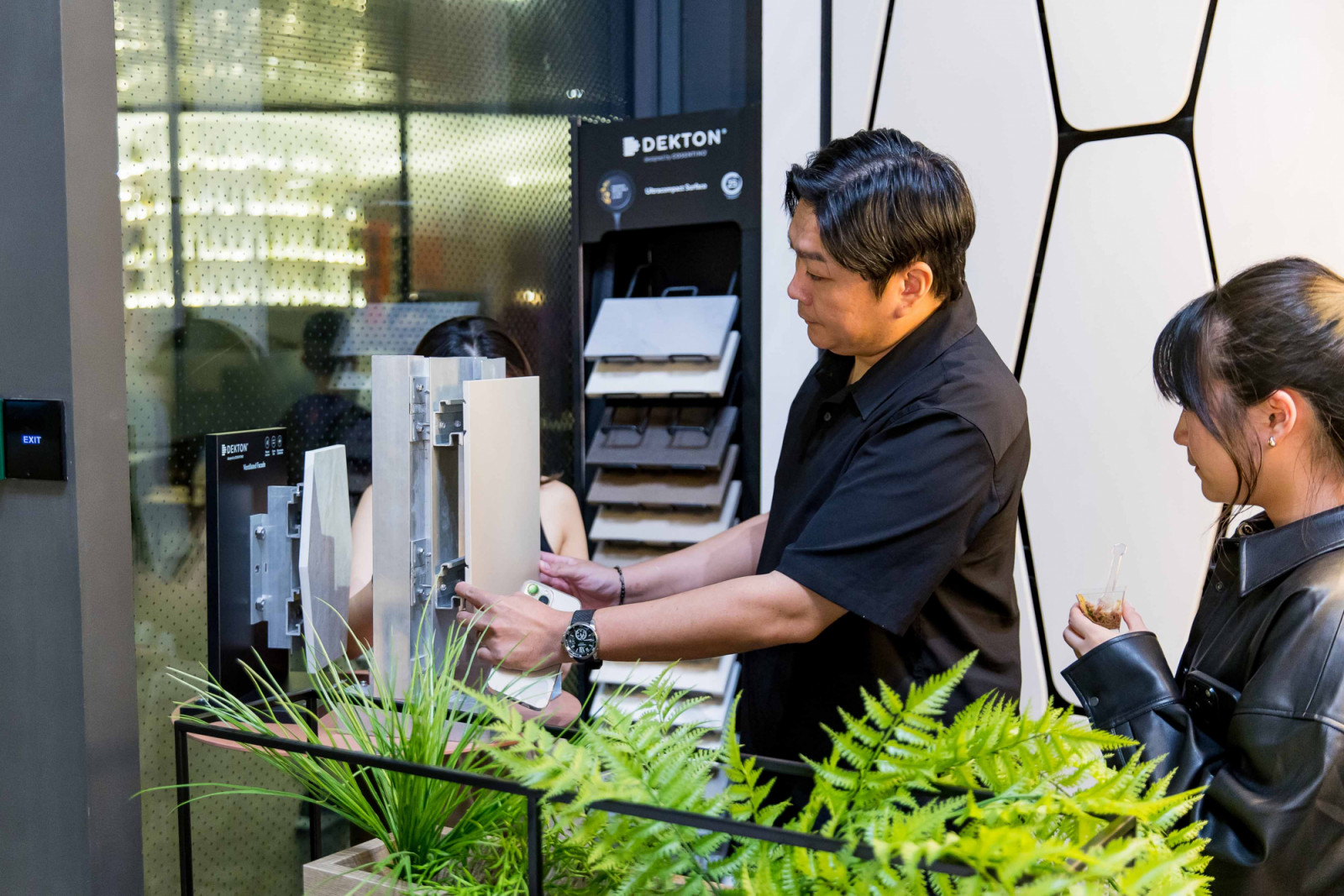 Guests examining Cosentino’s materials up close