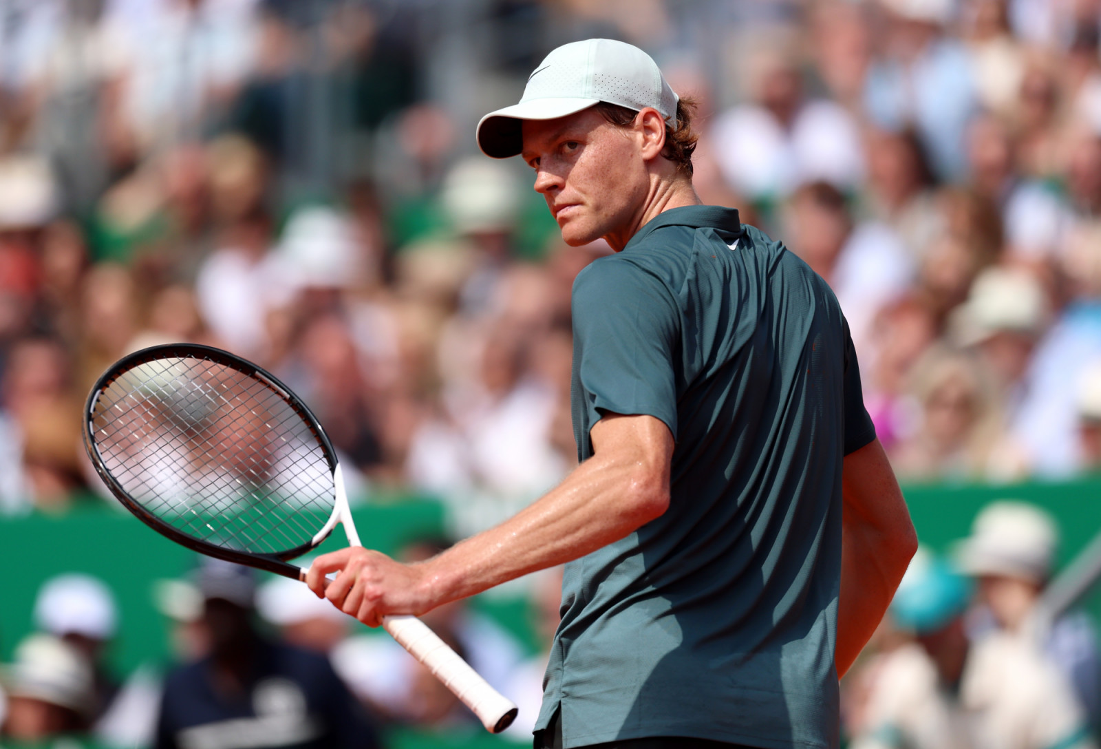 MONTE-CARLO, MONACO - APRIL 11: Jannik Sinner of Italy celebrates a point against Alexander Zverev of Germany during the Men's Singles Semi Final match on day seven of the Rolex Monte-Carlo Masters at Monte-Carlo Country Club on April 11, 2026 in Monte-Carlo, Monaco. (Photo by Julian Finney/Getty Images)