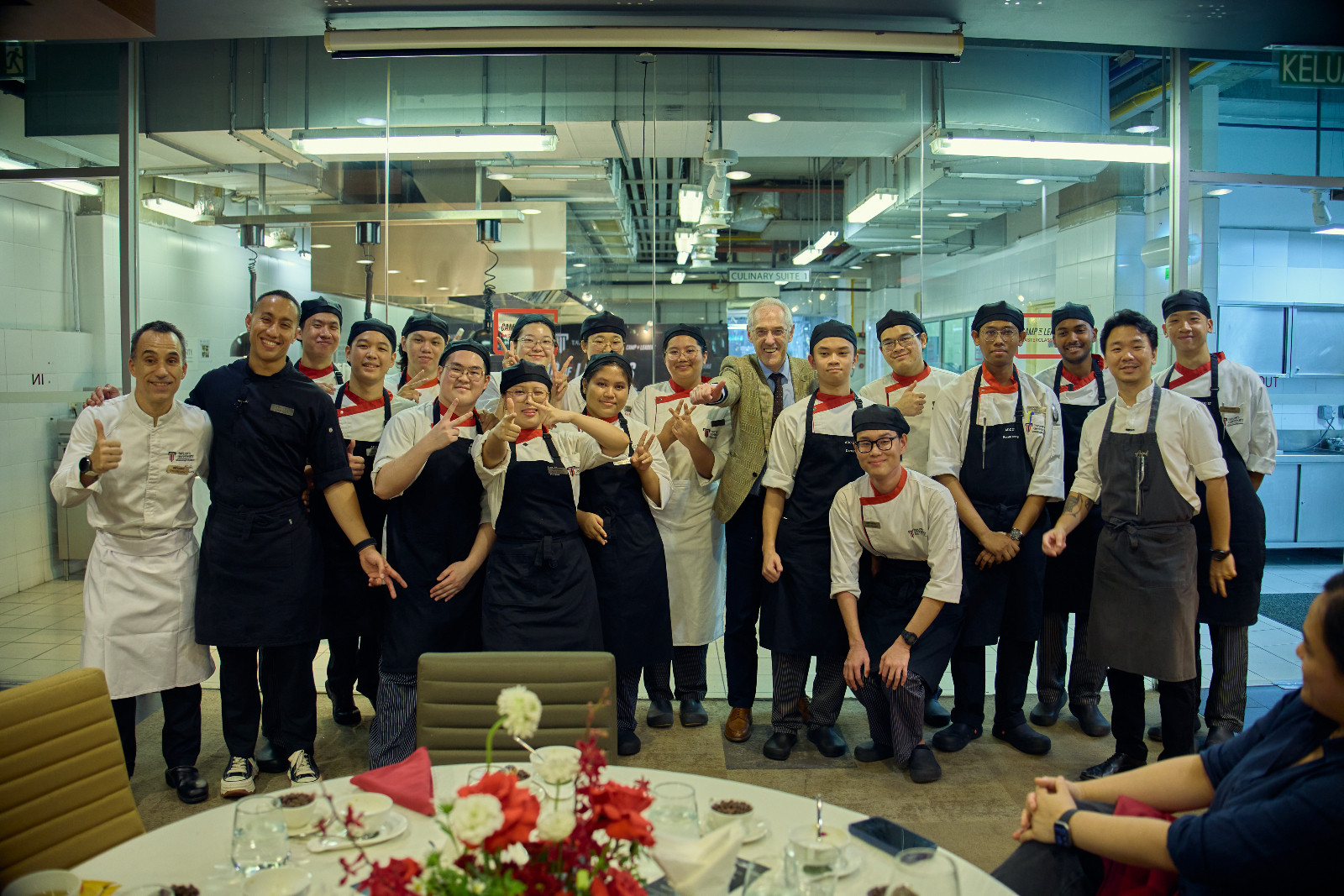 Chef Frederic Cerchi, Head of School, Taylor’s Culinary Institute; Chef Yuda Bustara, participating students of Camp of Leaders 2026 (April session); Professor Barry Winn, Vice-chancellor and president of Taylor’s University