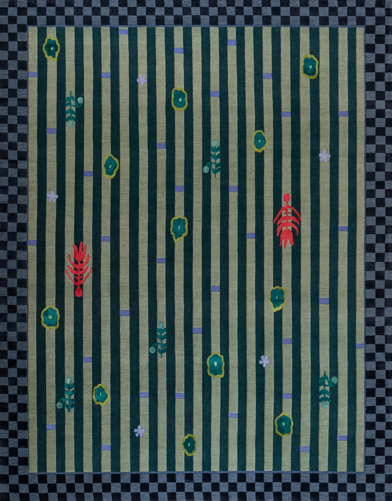 A rug by Patty, featuring playful architectural details from Southern France