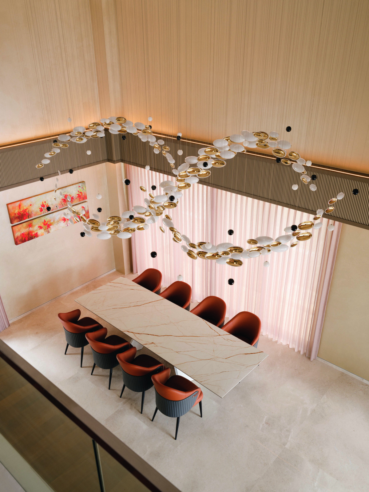 The installation is configured in a figure-eight formation, symbolising prosperity and continuity