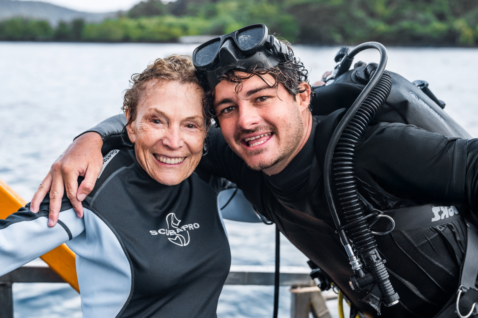 Rolex Testimonees Sylvia Earle and Titouan Bernicot, pictured on the boat after diving together at Coral Gardeners’ new Thailand branch. With Rolex’s support, Coral Gardeners has become one of the fastest growing organizations in ocean conservation, with a team of over 80 employees and one million followers on Instagram.