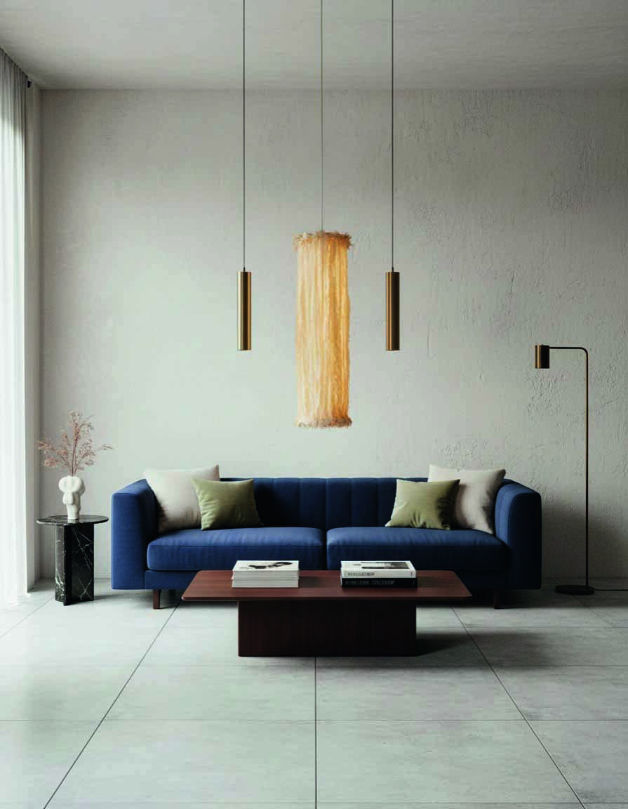 Natural Urbano’s Lapso lamp, pictured in a modern living room
