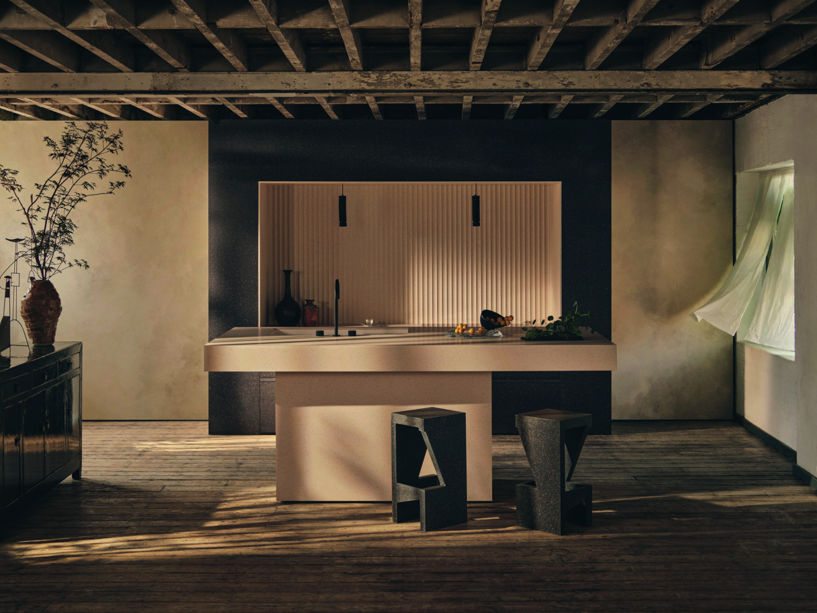 Elenite by Low Carbon Industrial is a versatile material that can be used for kitchens, furniture and interior applications