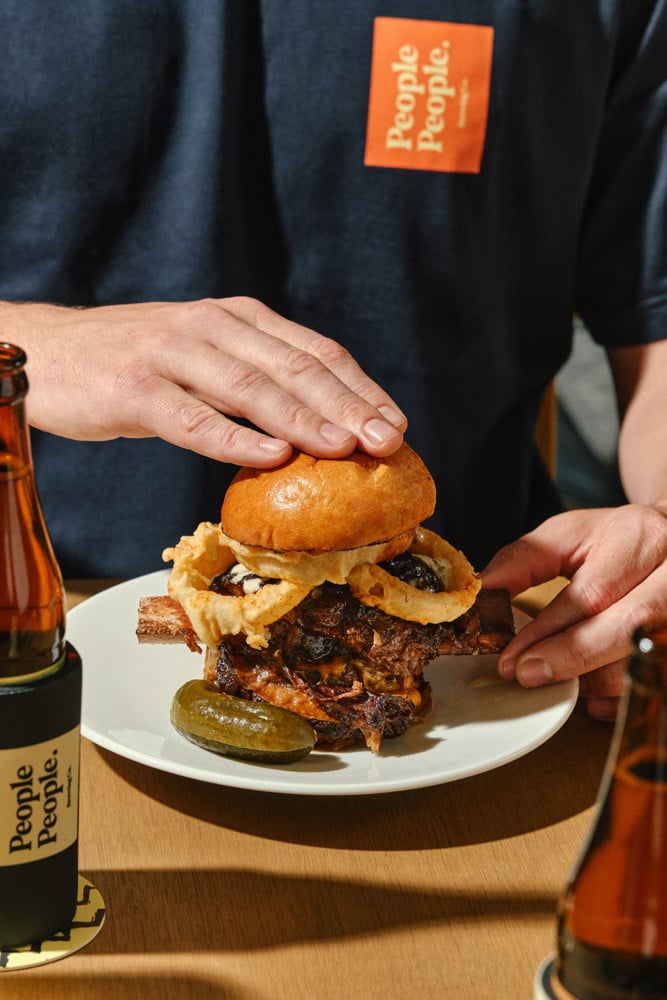 Blackmore’s giant burger to go with the beer on tap