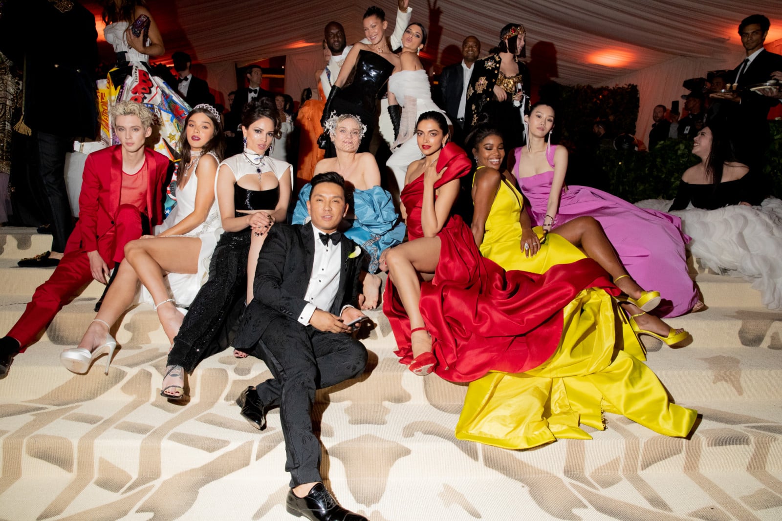 NEW YORK, NY - MAY 07: (L-R) Troye Sivan, Hailee Steinfeld, Eiza Gonzalez, Diane Kruger, designer Prabal Gurung, Gabrielle Union, Ming Xi, Virgil Abloh, Bella Hadid and Kendall Jenner, attend the Heavenly Bodies: Fashion & The Catholic Imagination Costume Institute Gala at The Metropolitan Museum of Art on May 7, 2018 in New York City. (Photo by Kevin Tachman/Getty Images for Vogue)