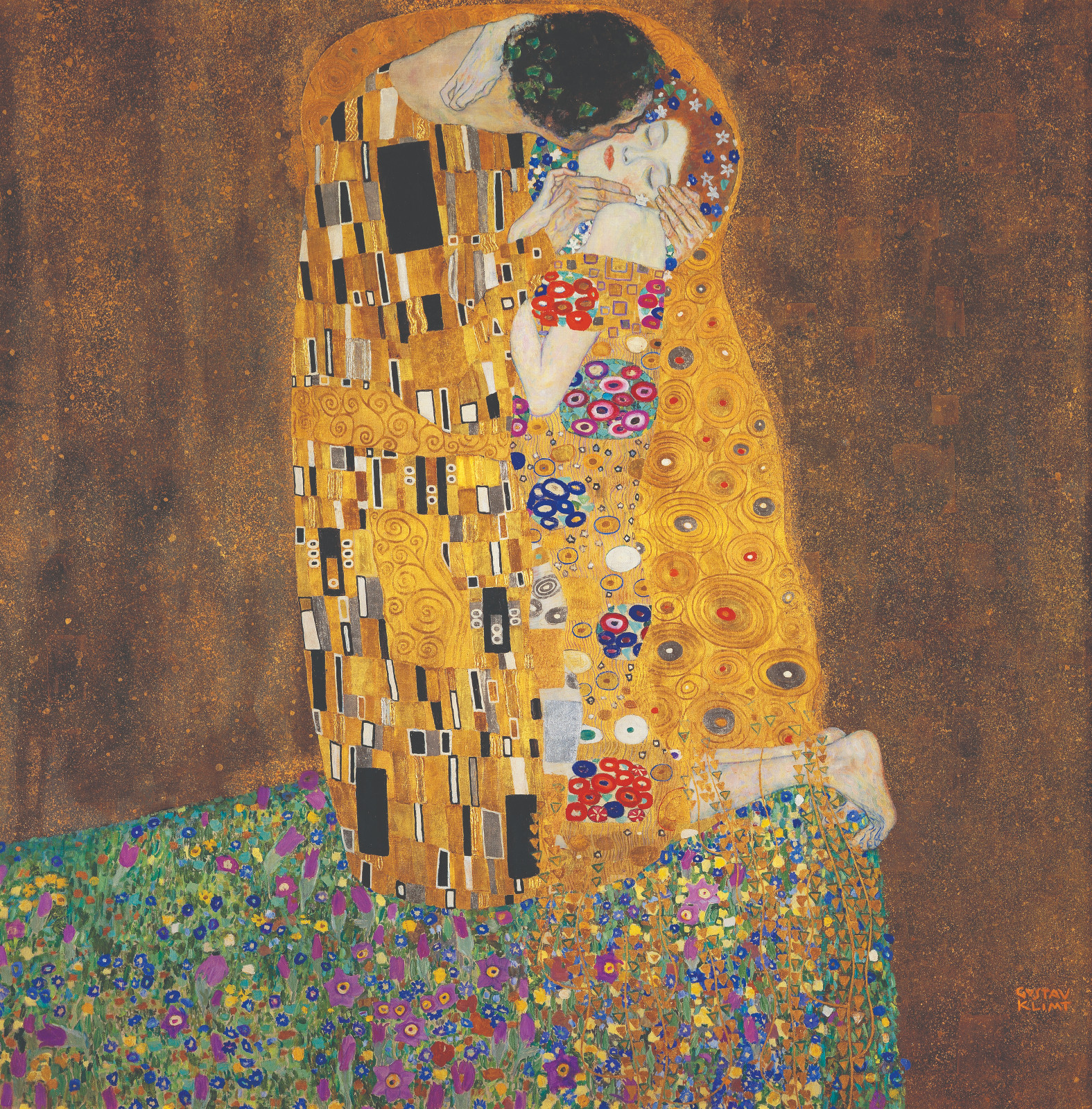 AUSTRIA - JULY 03: The kiss, 1907, by Gustav Klimt (1862-1918), oil on canvas, 180x180 cm. (Photo by DeAgostini/Getty Images); Vienna, Österreichischer Galerie Belvedere (Art Gallery). (Photo by DeAgostini/Getty Images)