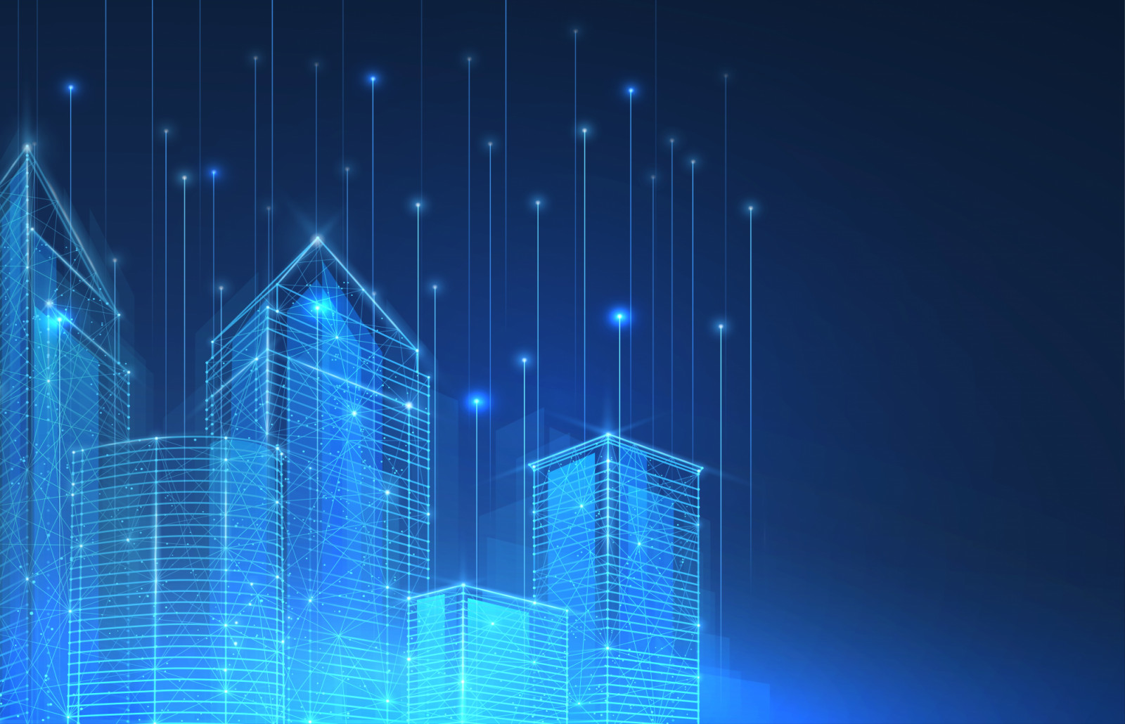 Smart city background. Futuristic City, Architecture Technology, Blue Skyline, Connection concept, Urban Industry, Tech Construction, Information Data, Infrastructure and Building concept.
