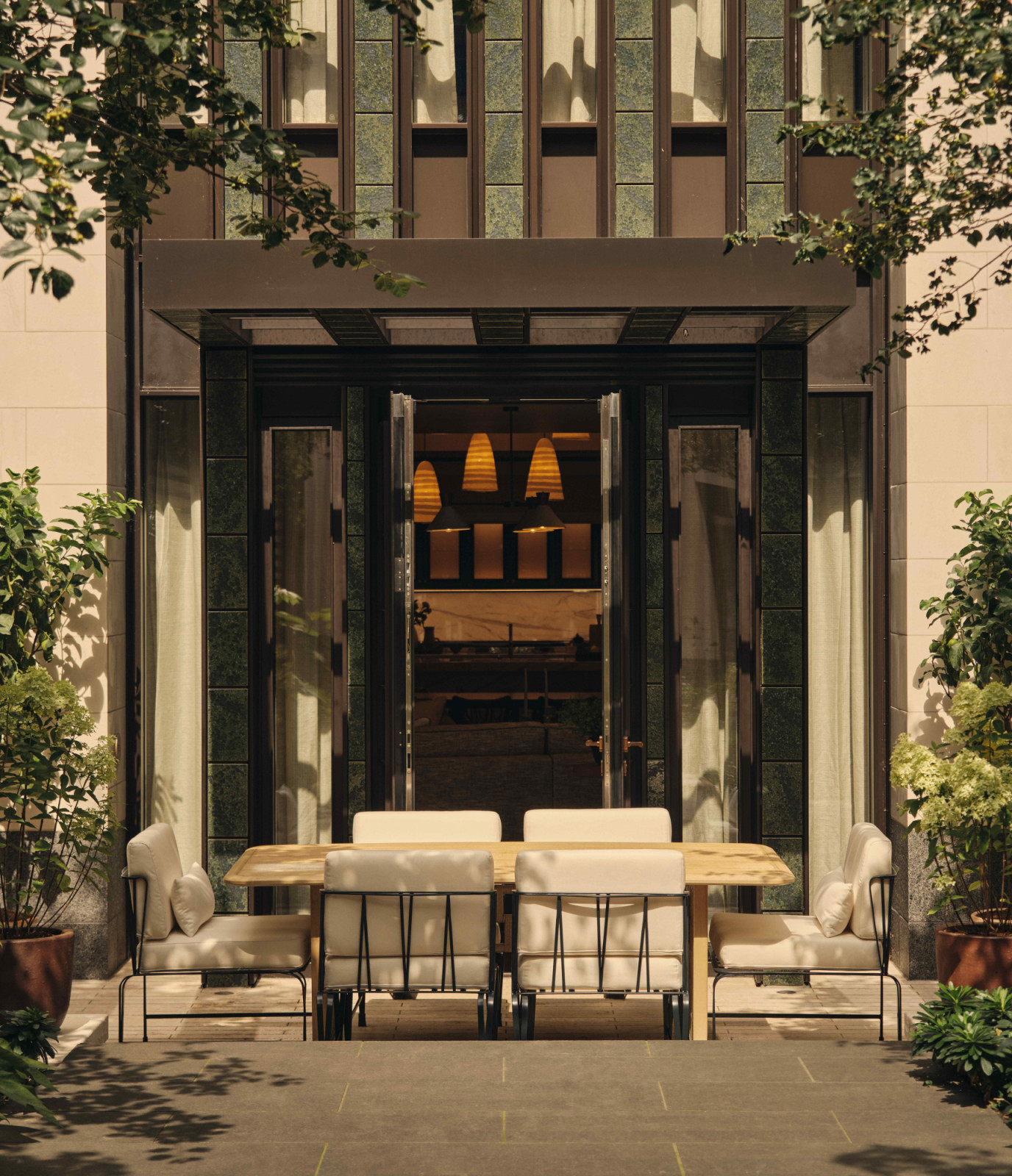 The private terrace forms a beautiful extension of the interiors