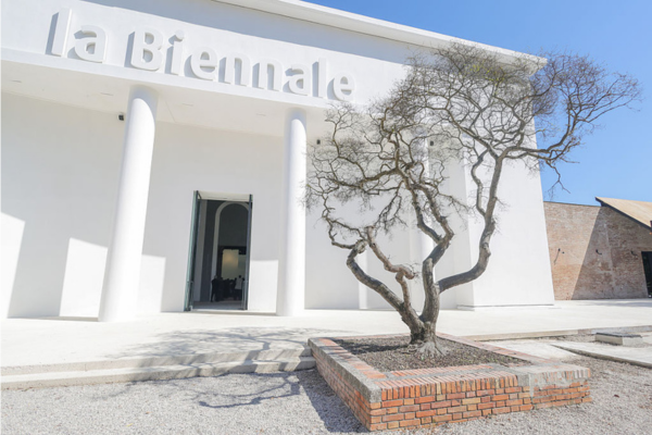 The newly restored facade during the inauguration of the Central Pavilion of the Biennale on March 19, 2026, in Venice, Italy. The Central Pavilion was renovated in preparation for the 61st International Art Exhibition. (Photo by Stefano Mazzola/Getty Images)