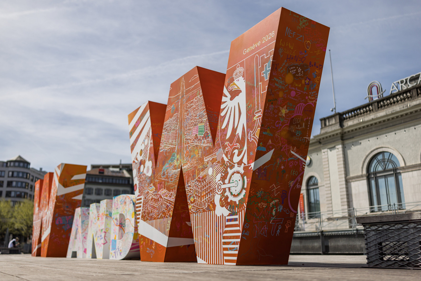 « W and W » letters are pictured the Watches and Wonders GENEVA « In the City », in Geneva, Switzerland, Friday, April 17, 2026. The largest watchmaking event of the year bringing together the leading names of the industry from April 14 to April 20, 2026 at Geneva Palexpo. (WWGF/KEYSTONE/Pierre Albouy)