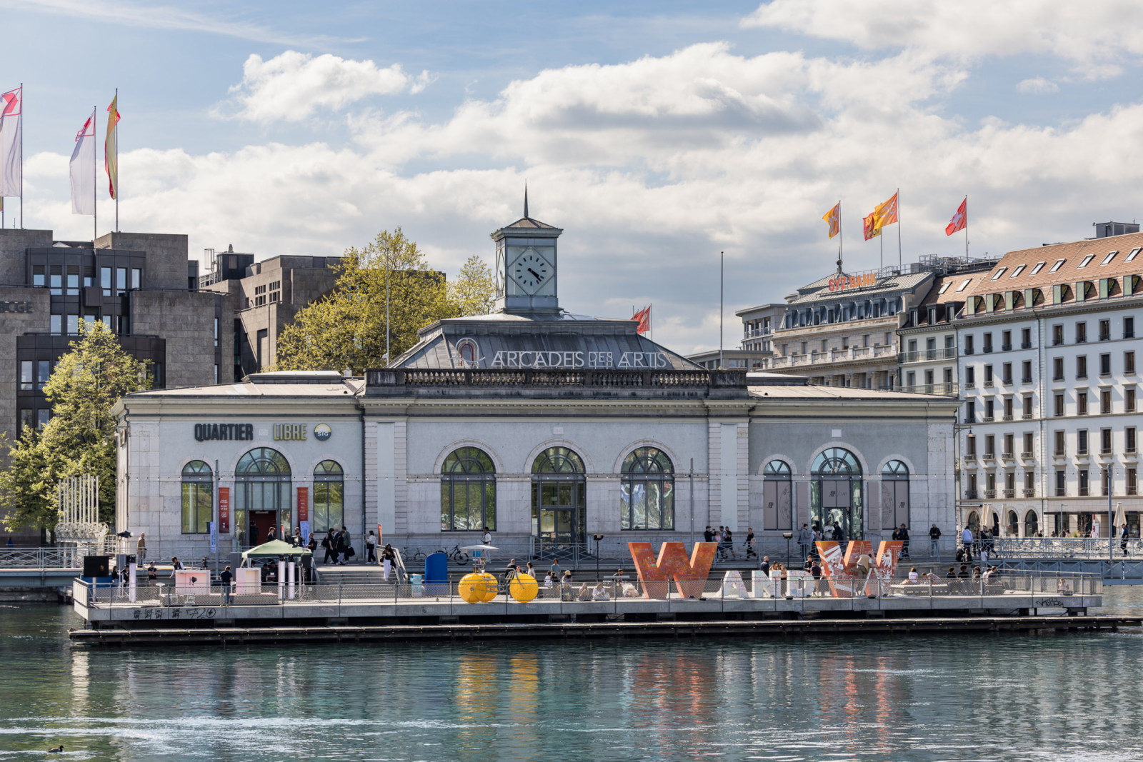 « W and W » letters are pictured during Watches and Wonders GENEVA « In the City », in Geneva, Switzerland, Thursday, April 16, 2026. The largest watchmaking event of the year bringing together the leading names of the industry from April 14 to April 20, 2026 at Geneva Palexpo. (WWGF/KEYSTONE/Pierre Albouy)
