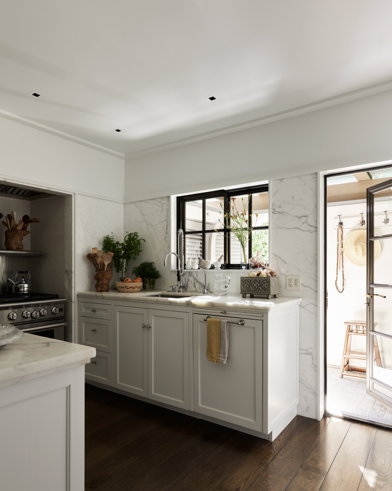 The bright kitchen was formerly a storage closet