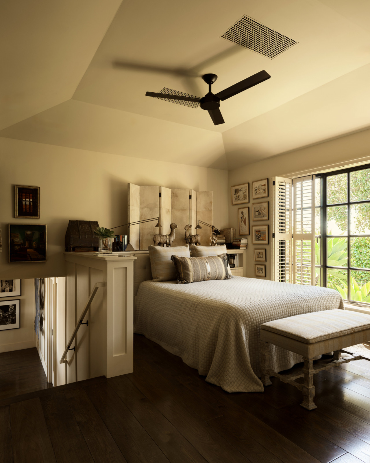 The primary bedroom suite on the upper floor