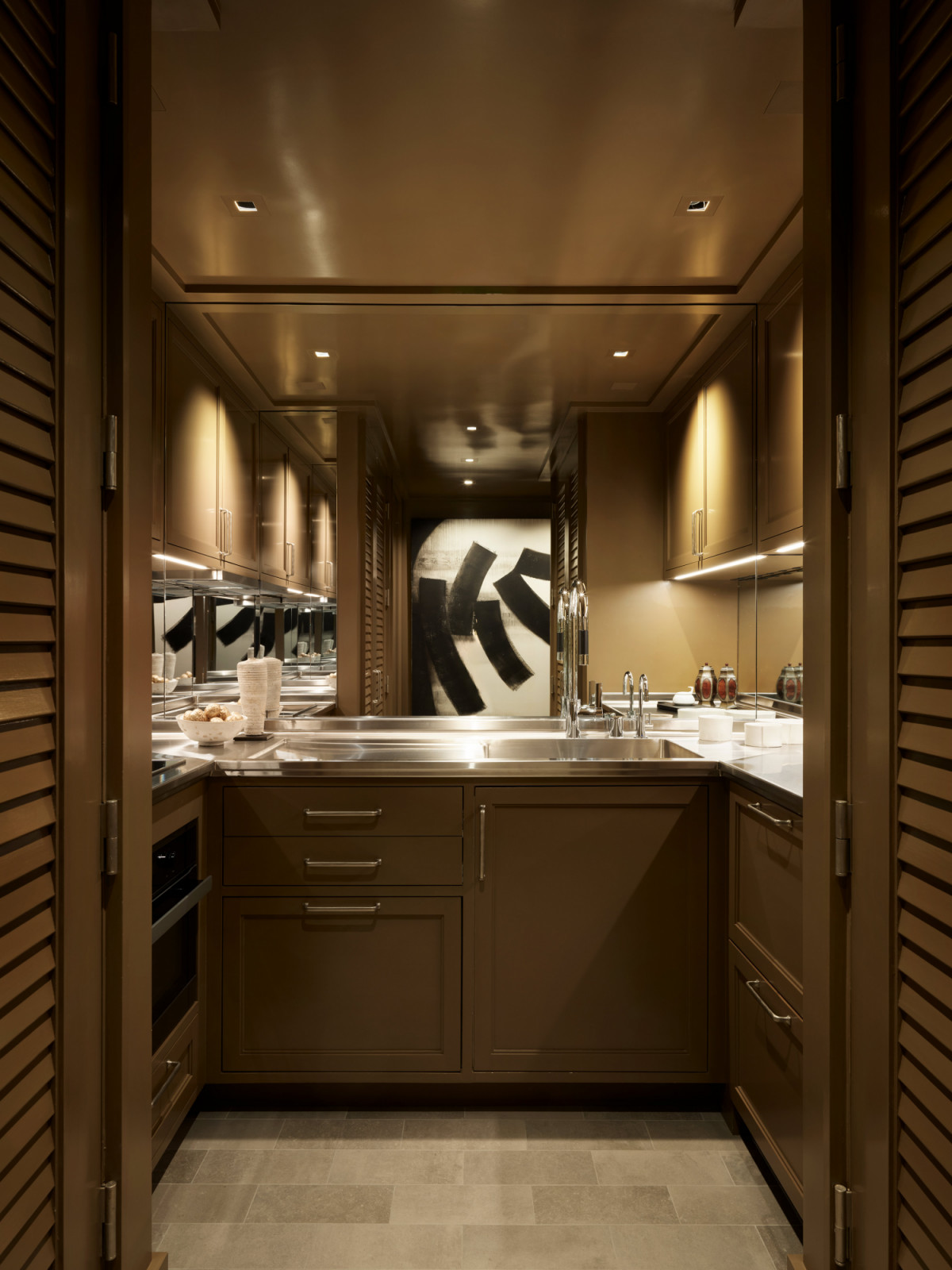 A kitchenette neatly tucked away