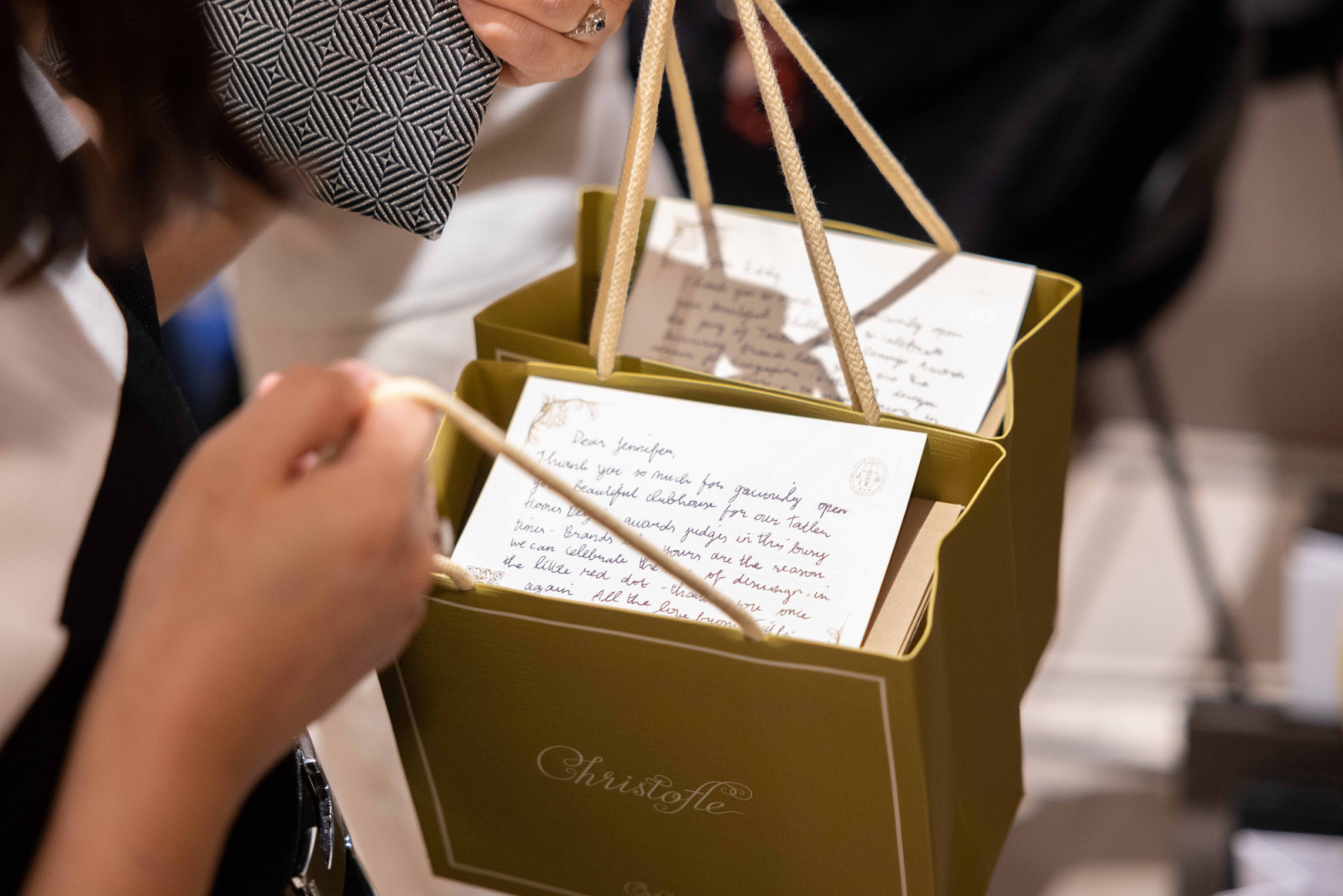 A peek at the Christofle gift bags handed to guests