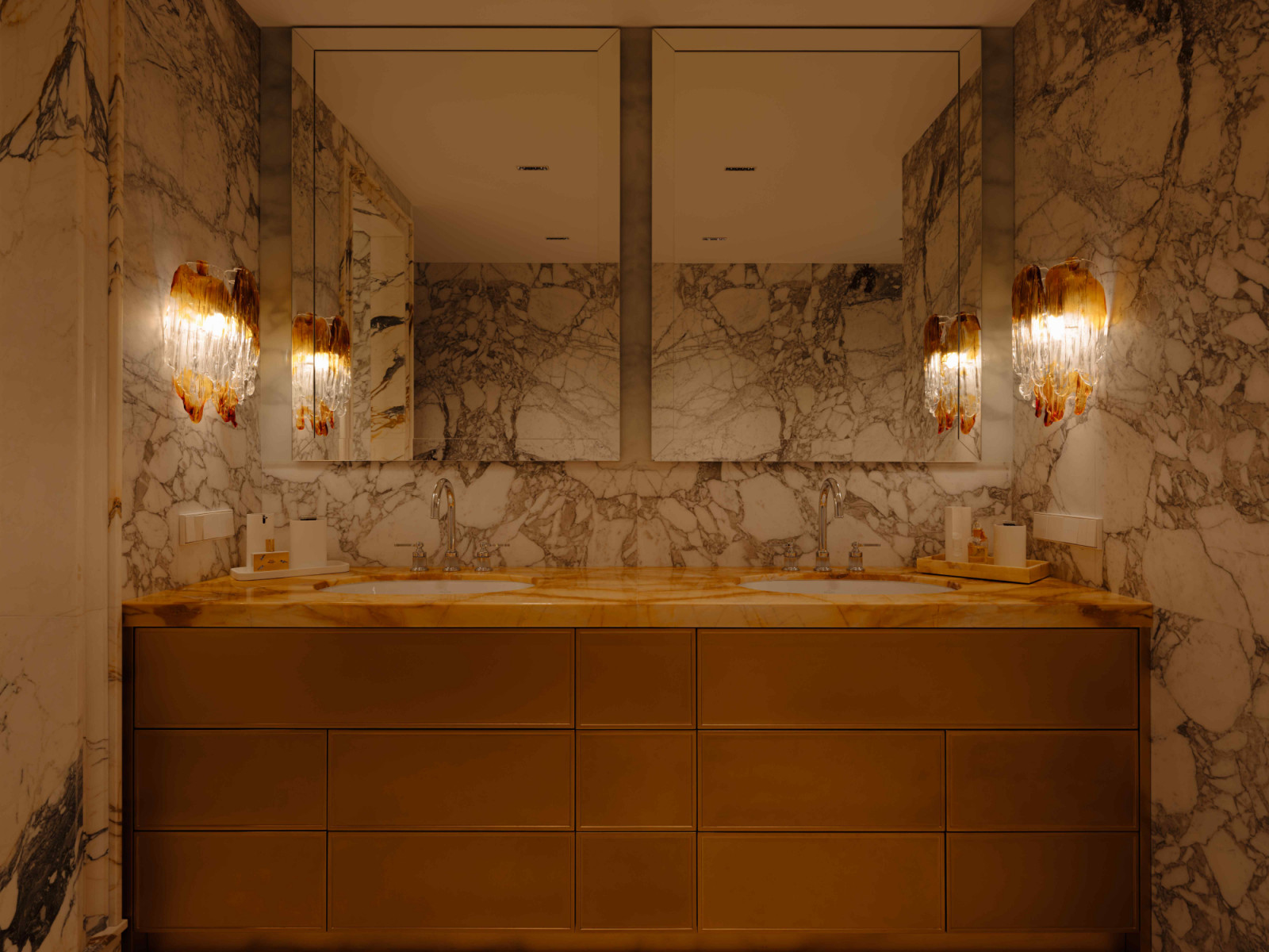 The marble was selected for its unique character, texture, and tonality