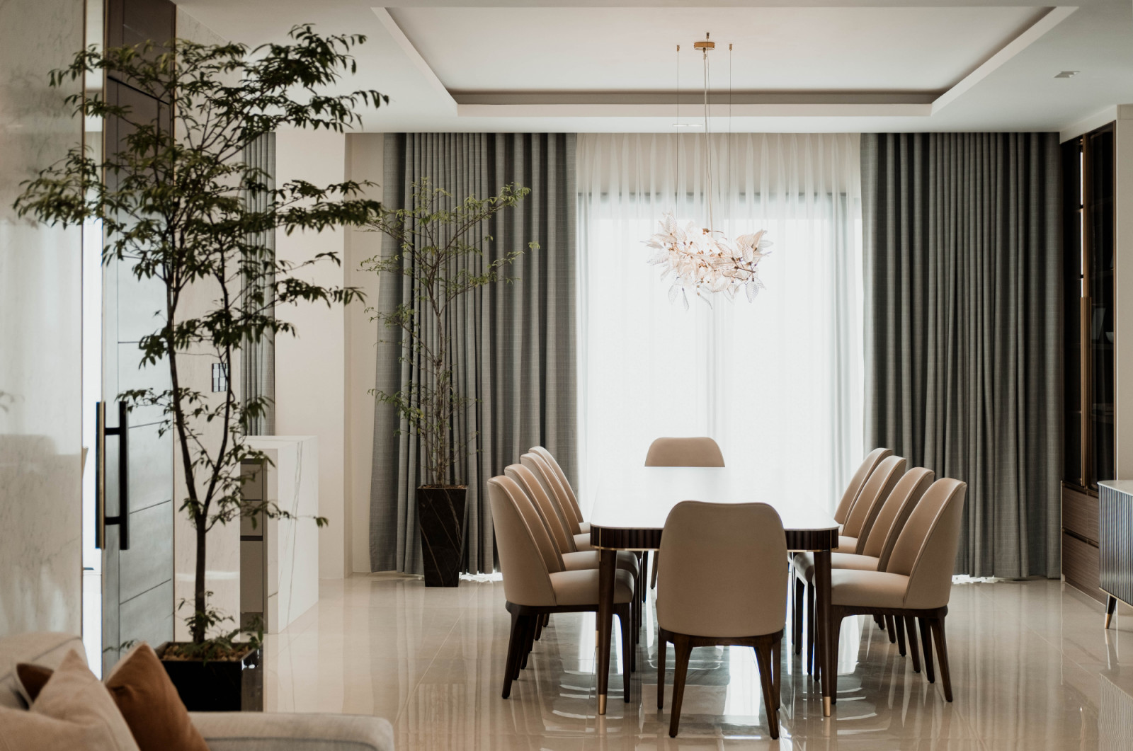 The dining room in a multigenerational family home in Estancia, Iloilo designed by Isabella Robles-Go of Living Innovations Design Unlimited