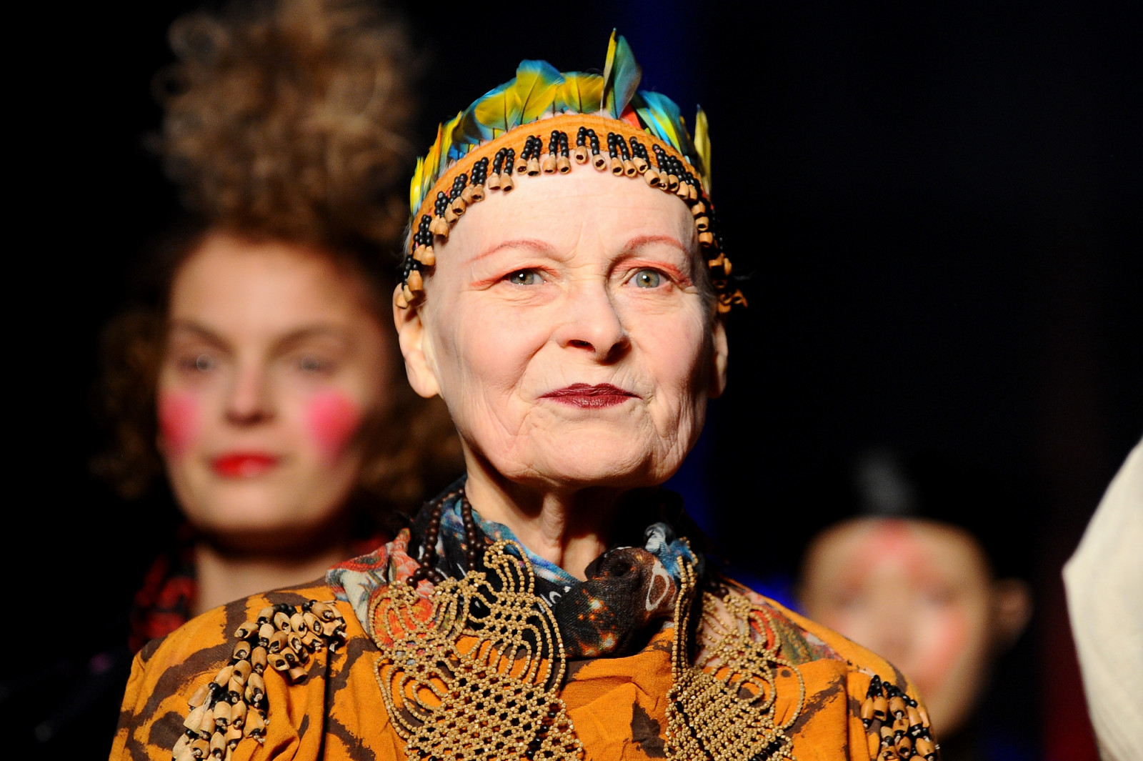 PARIS, FRANCE - MARCH 01: Fashion designer Vivienne Westwood walks the runway during the Vivienne Westwood show as part of the Paris Fashion Week Womenswear Fall/Winter 2014-2015 on March 1, 2014 in Paris, France. (Photo by Francois Durand/Getty Images)