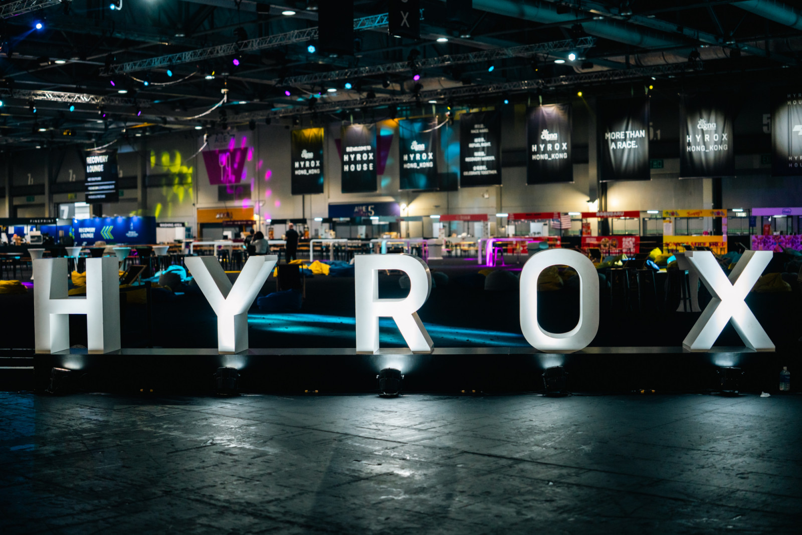 The entrance to Hyrox workout space at Asia World Expo in Hong Kong, 2026