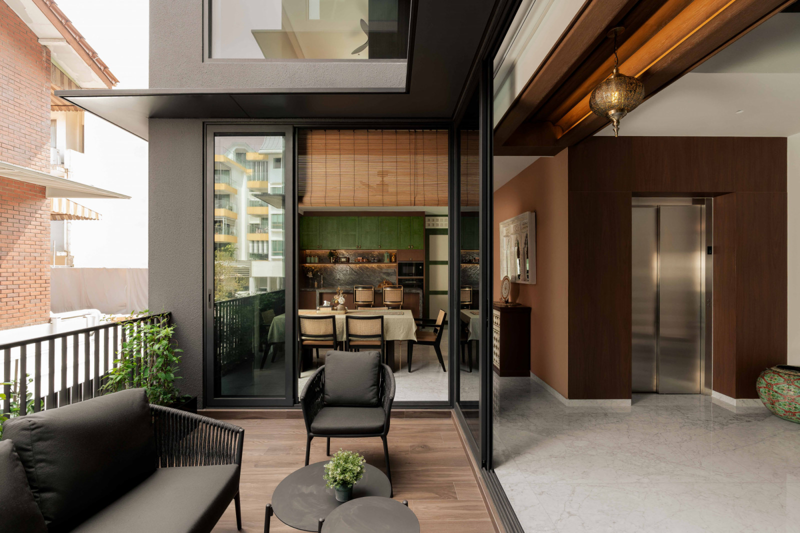 Openings are carefully positioned to encourage cross-ventilation and daylight penetration, while maintaining privacy between units