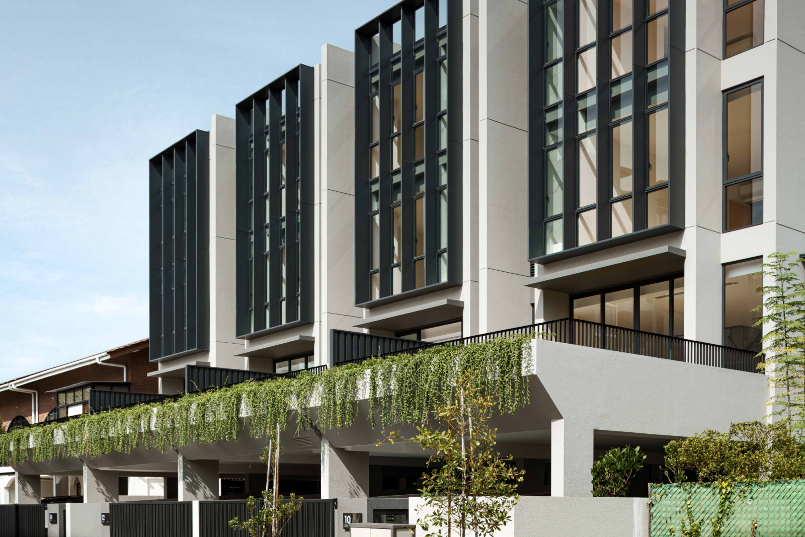 A closer look at the facade of the terrace houses