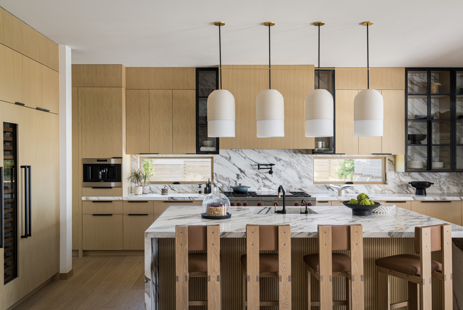 The kitchen of a family home designed by Kimberly Oxford Interiors in Santa Rosa, California