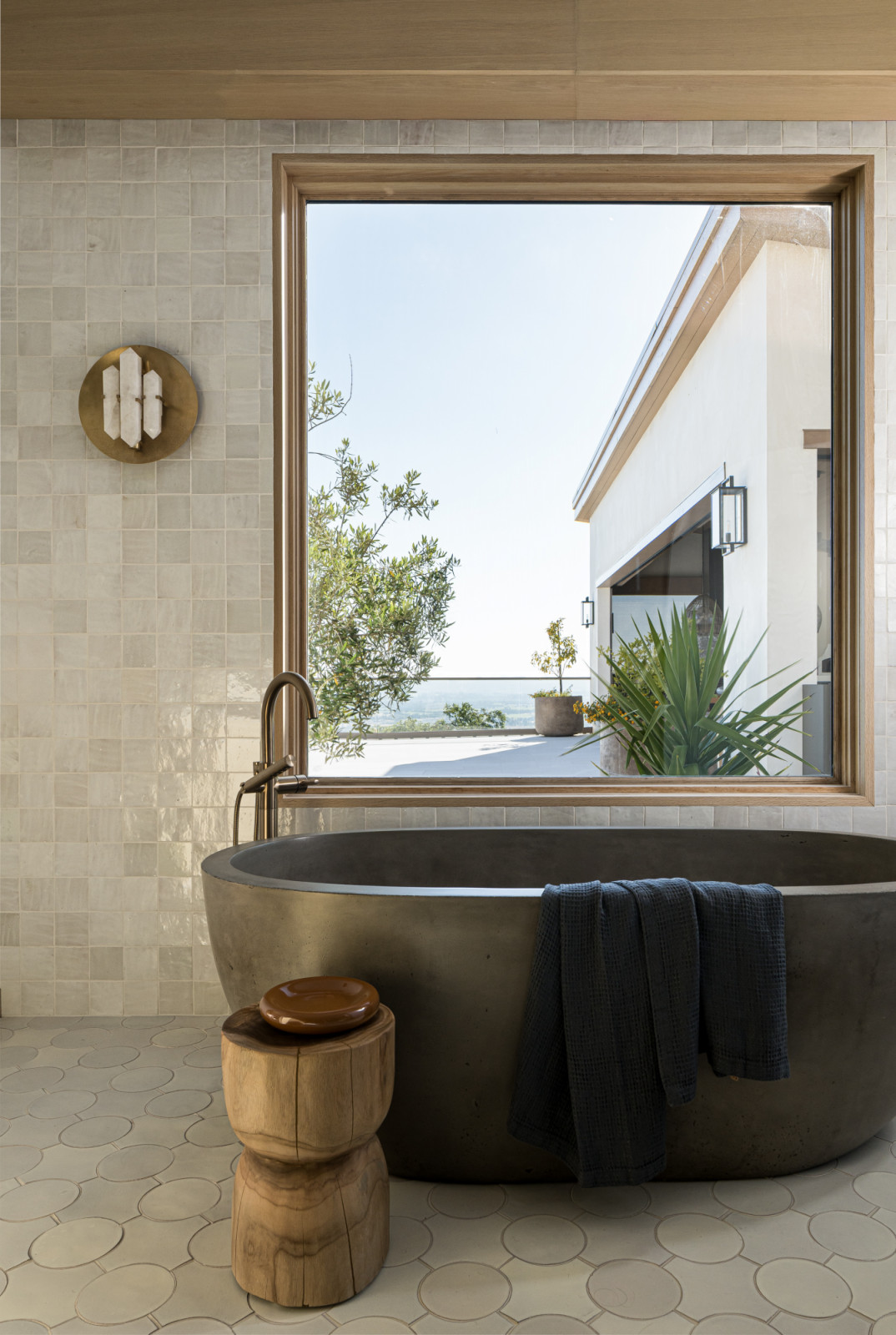The primary bathroom of a family home designed by Kimberly Oxford Interiors in Santa Rosa, California