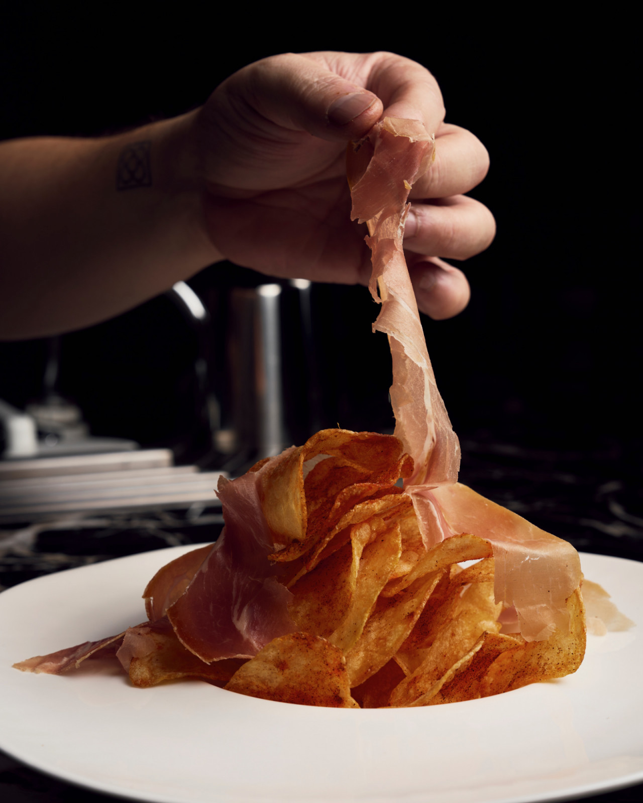 Crisps and jamon at Harry's Bistro