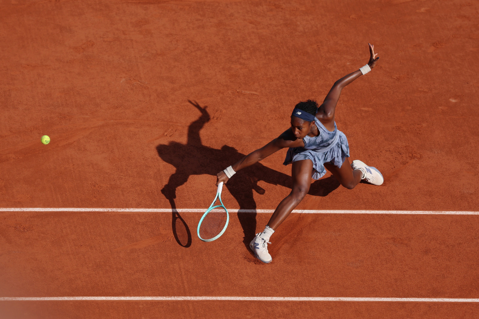 Coco Gauff (USA) in action during her 3rd round women's singles match against Marie Bouzkova (Cze) on day seven at Roland-Garros