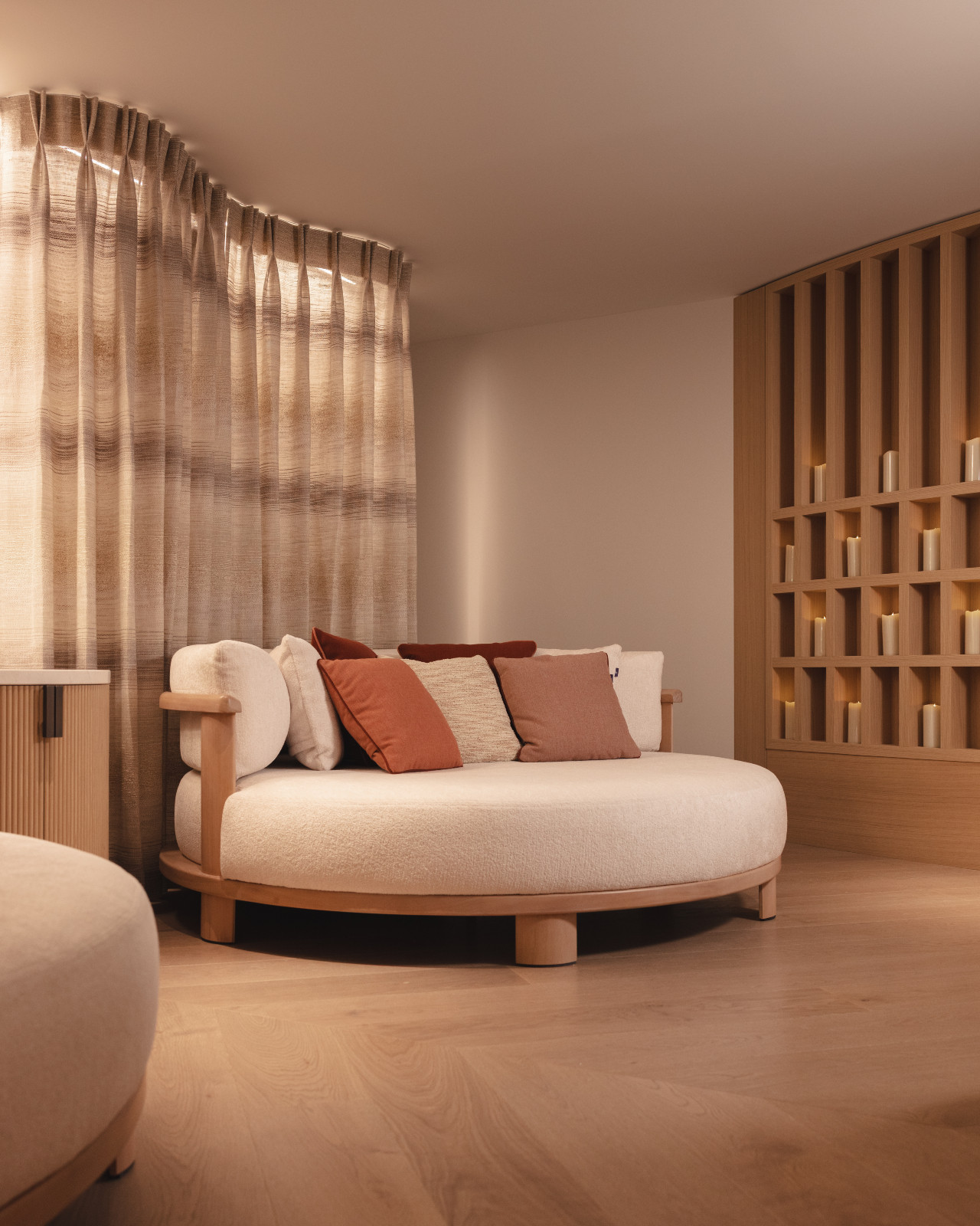 The wellness area in a multigenerational family chalet in the Swiss Alps designed by Portia Fox Interiors