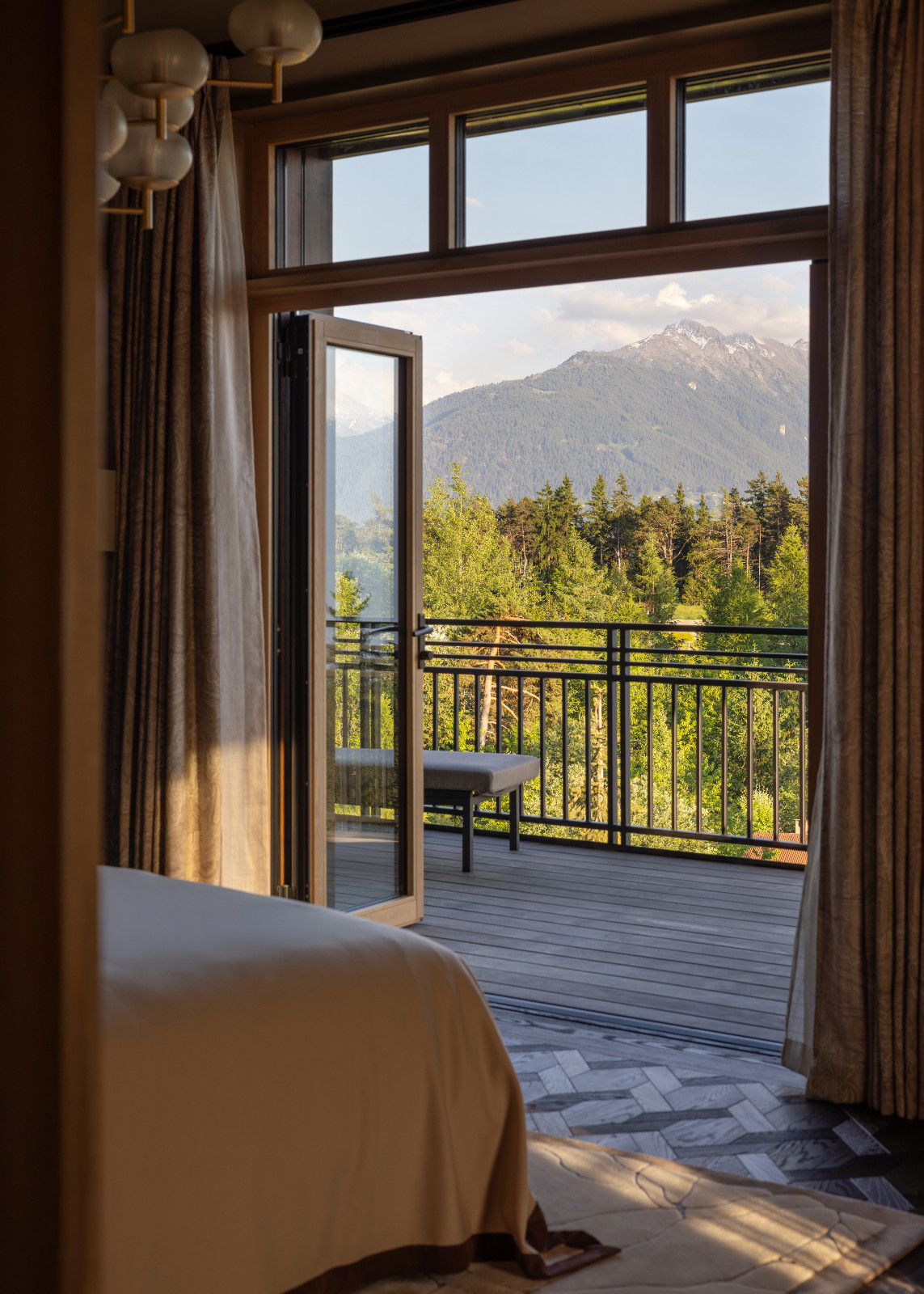 The views of the Alps in a multigenerational family chalet designed by Portia Fox Interiors