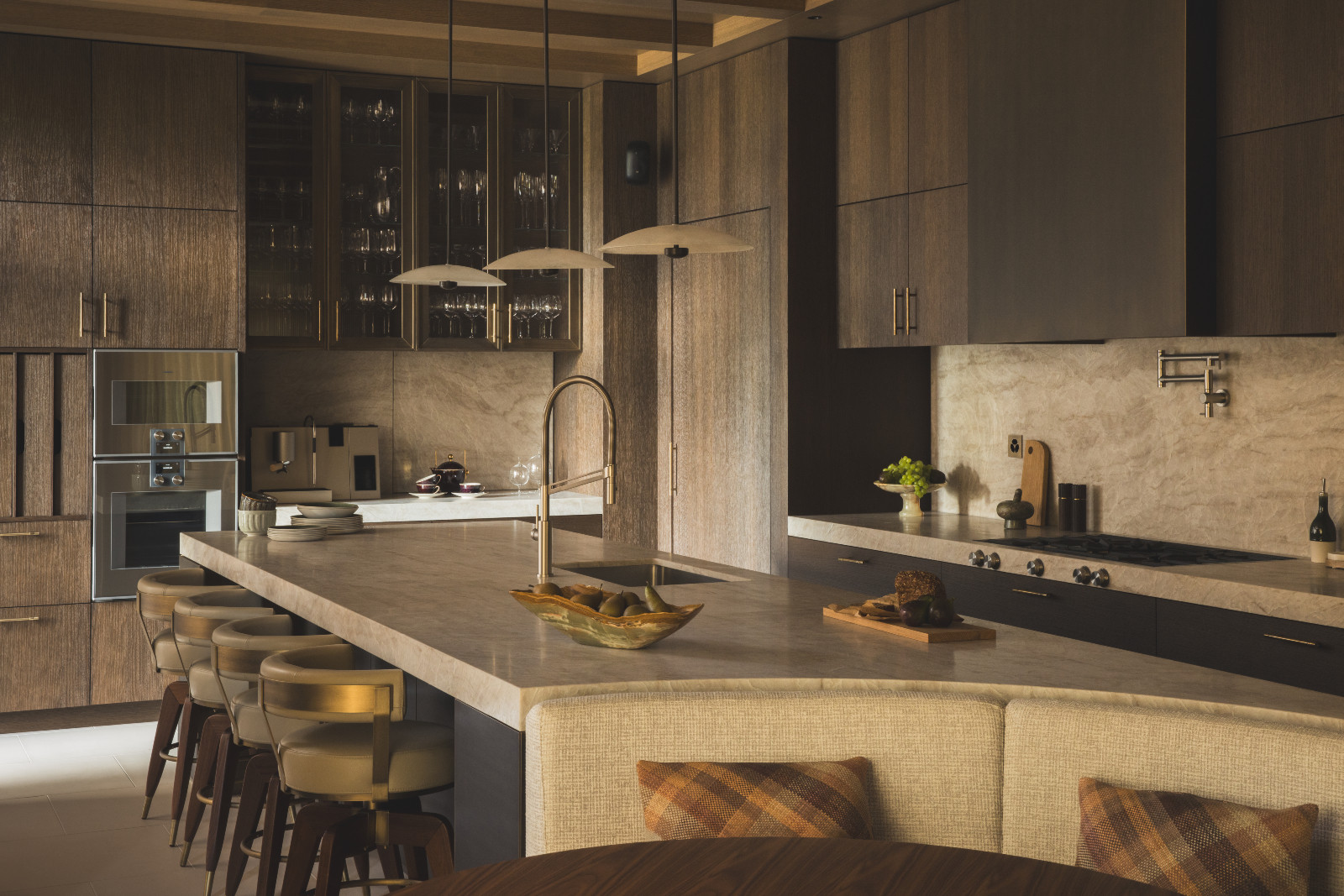 The kitchen in a multigenerational family chalet in the Swiss Alps designed by Portia Fox Interiors