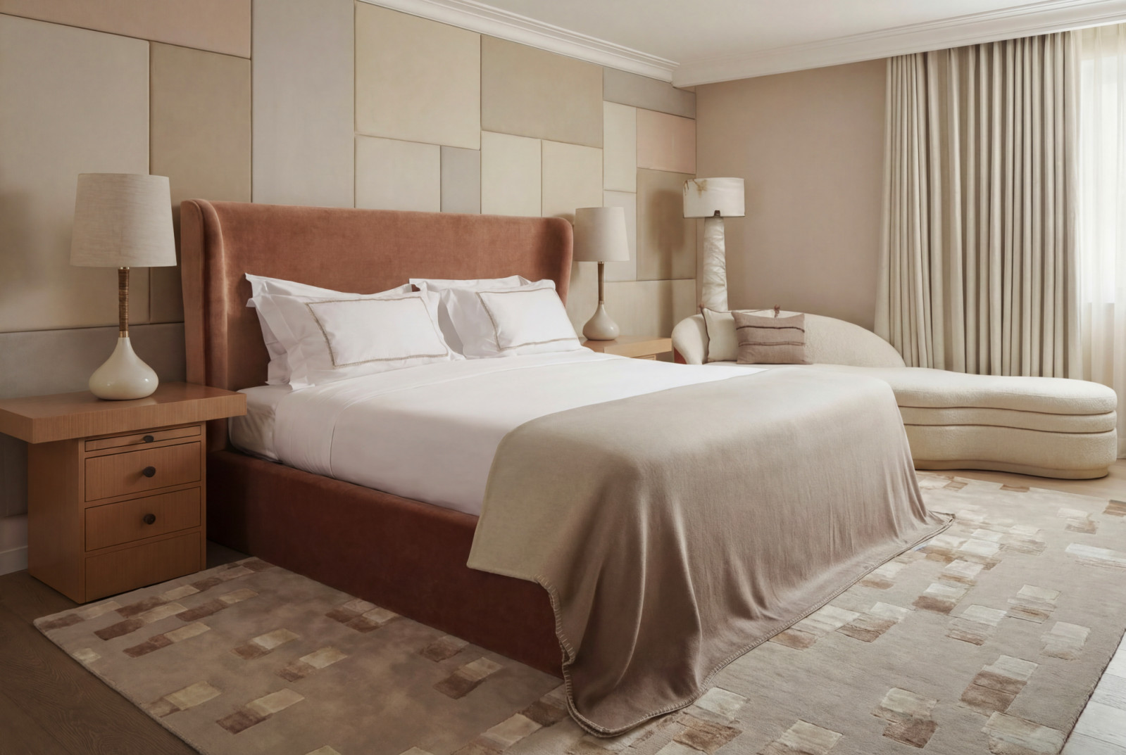 The bedroom in a London family apartment by Bergman Design House