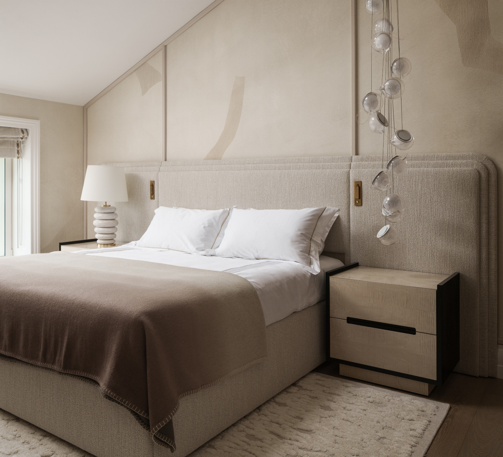 The bedroom in a London family apartment by Bergman Design House