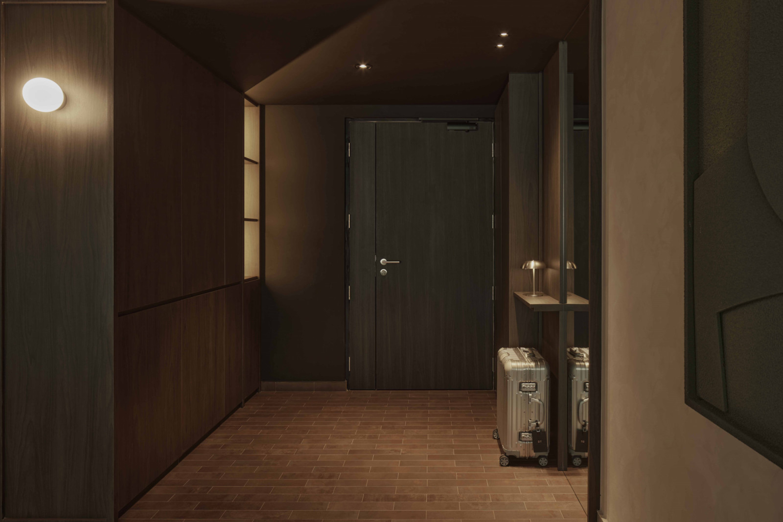 The dark yet inviting entryway of the home