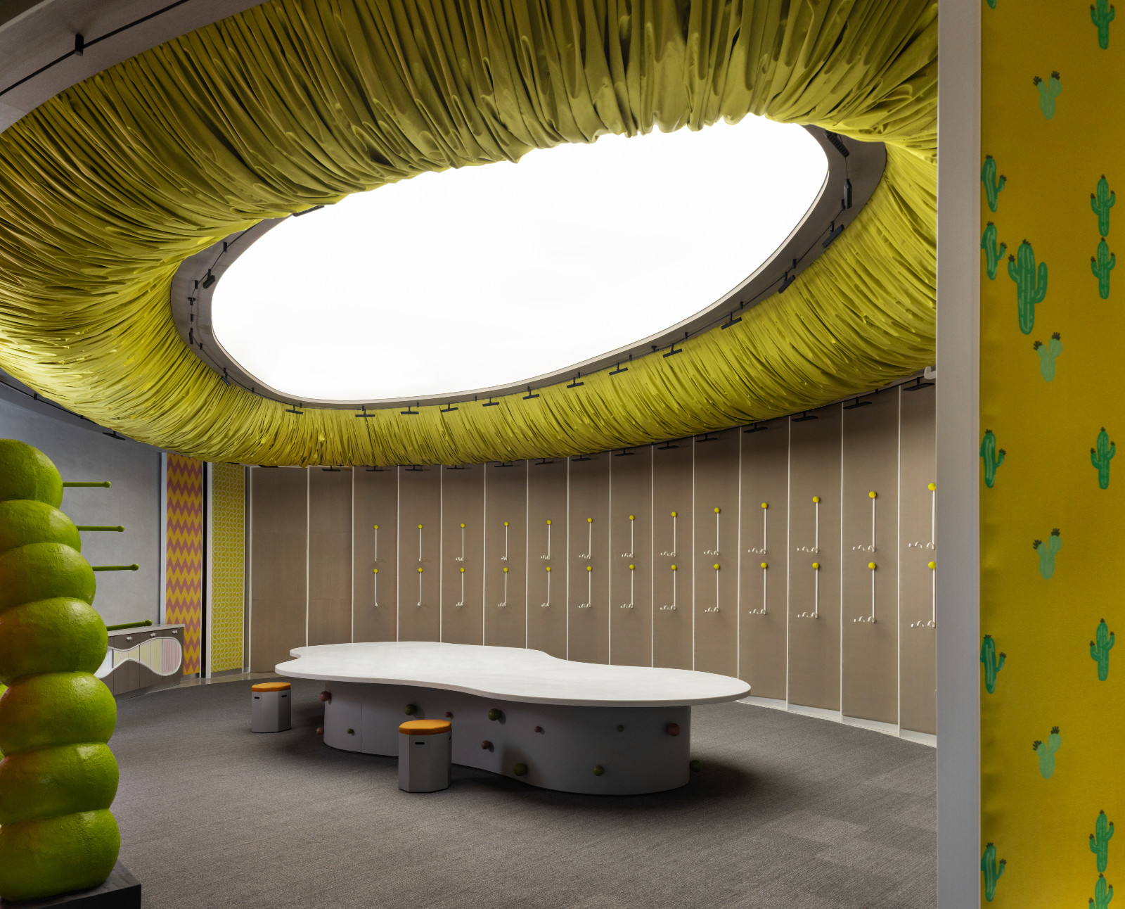 The playful colour scheme of Doreme workshop and showroom in Calcutta, India, created by Spaces and Design