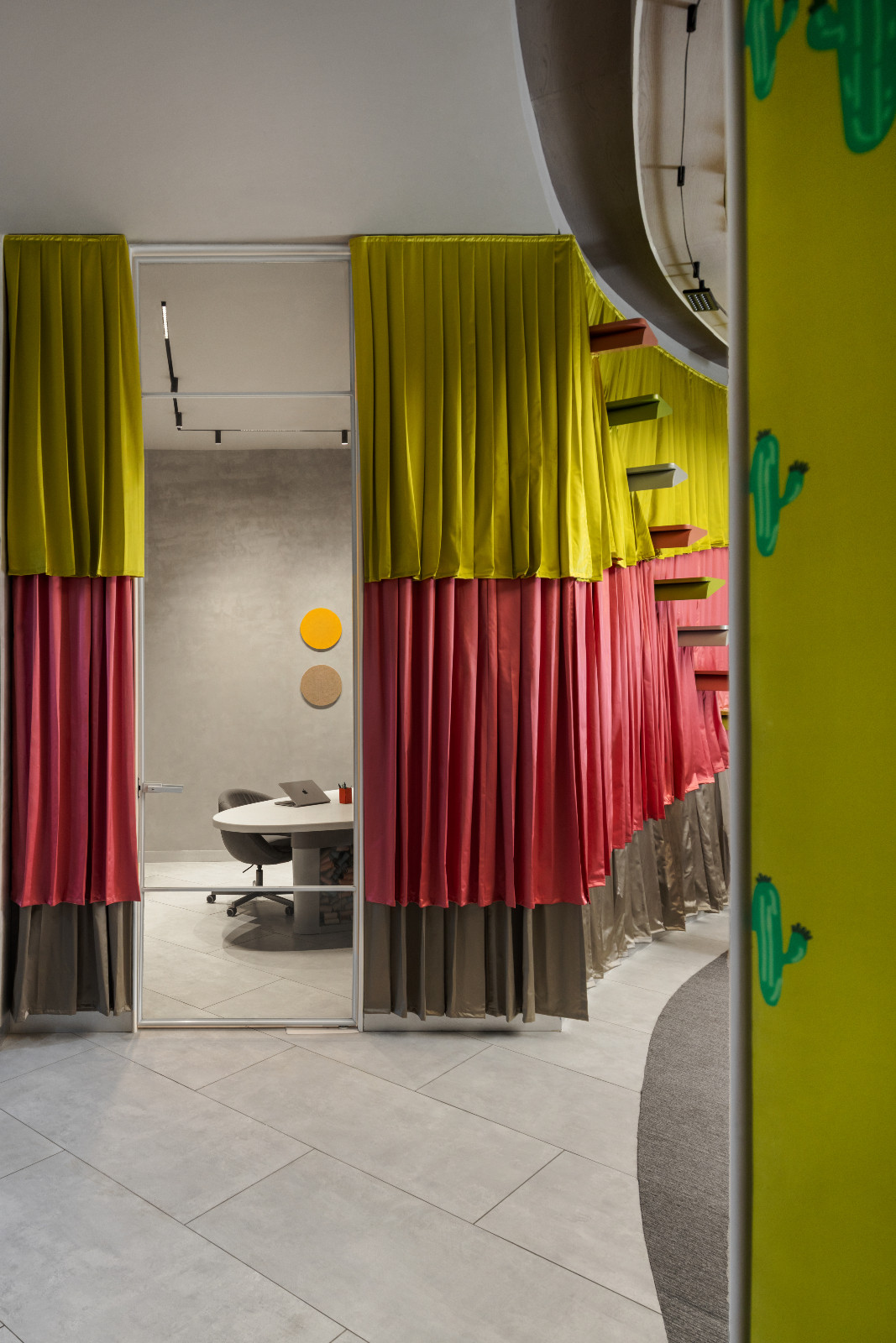 The playful colour scheme of Doreme workshop and showroom in Calcutta, India, created by Spaces and Design
