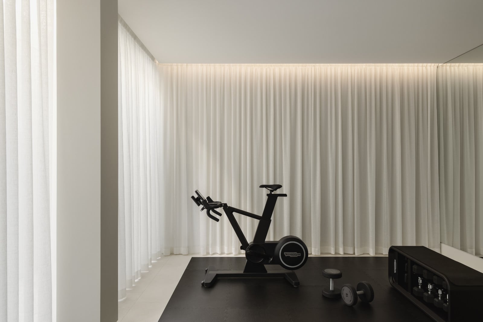 The home gym of architect Paul Conrad's home in the suburbs of Melbourne, Australia